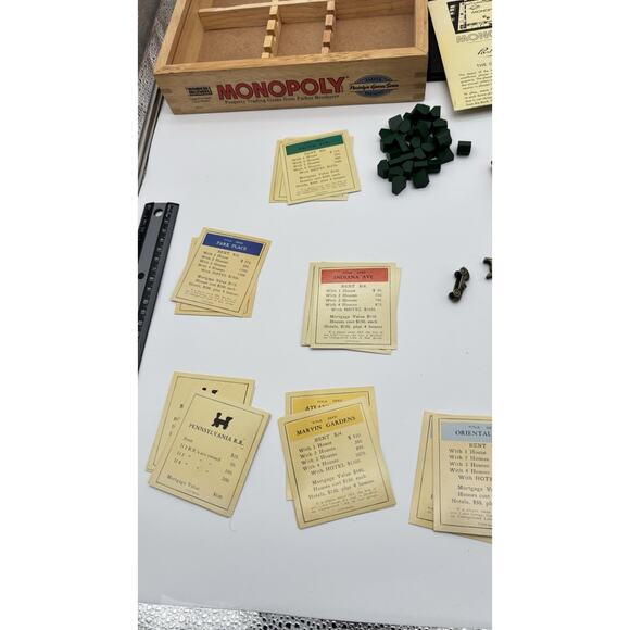 2001 Hasbro Parker Brothers Nostalgia Game Monopoly in Wooden Box Complete VG - Picture 8 of 16